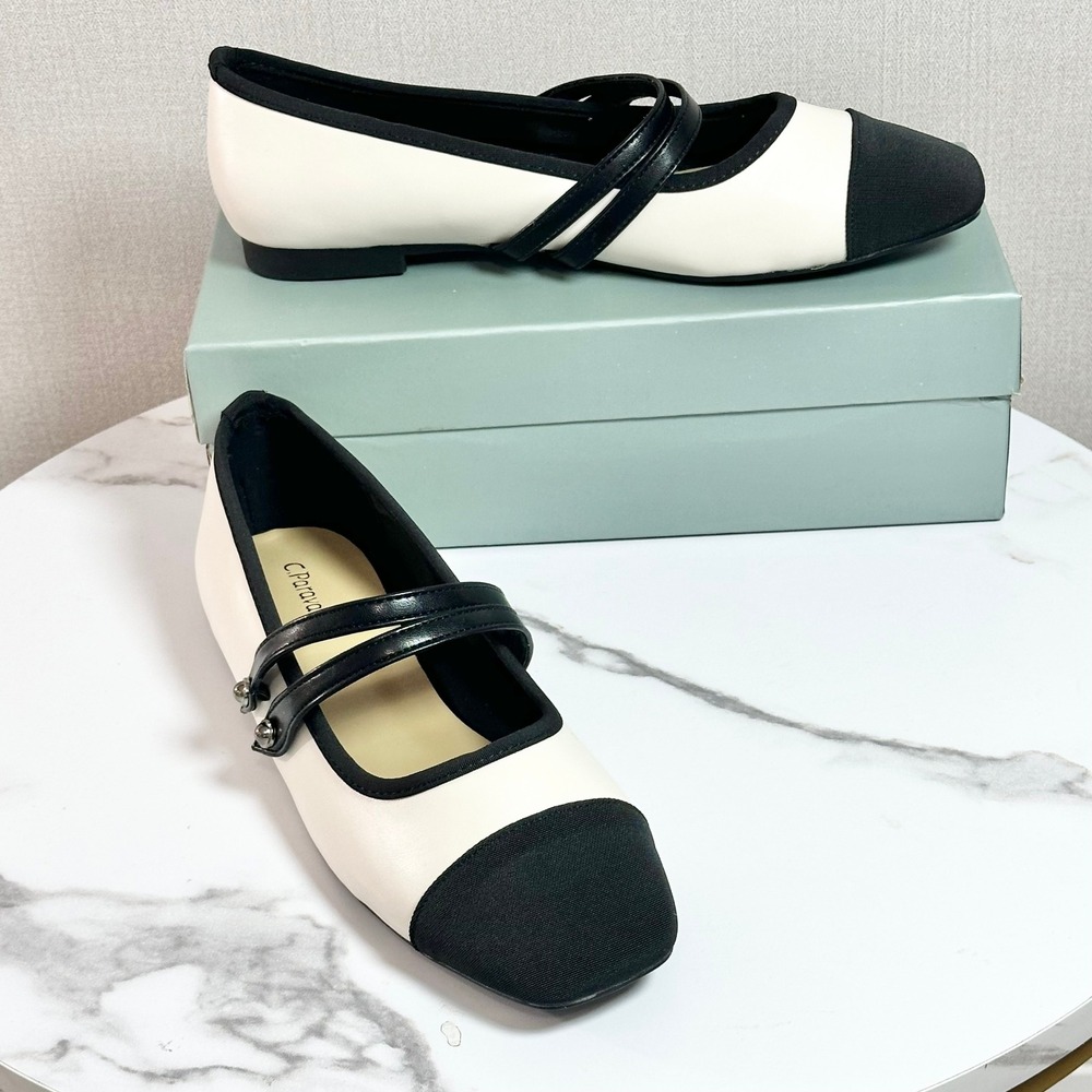 Women’s Two-Tone Black & White Mary Jane Flats